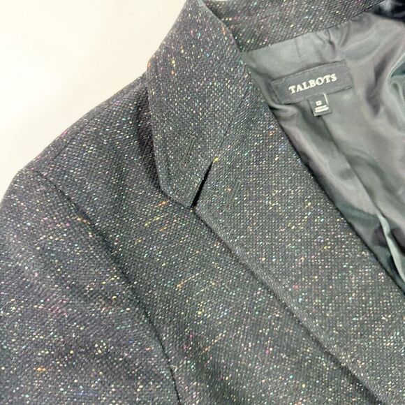 Talbots Jacket Womens 12 Black Stardust Pattern Long-Sleeve Notch Lapel Blazer F - Picture 4 of 9